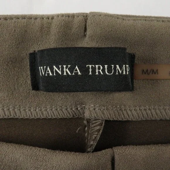 Ivanka Trump Faux Suede Ankle Pants M Dark Taupe - Picture 6 of 7